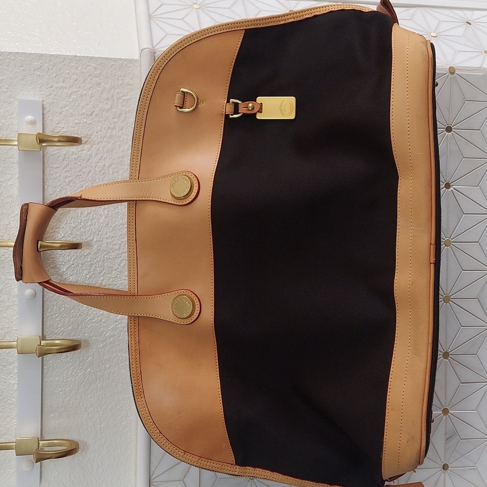 Vintage Dooney & Bourke Cabrio black canvas/vachetta leather travel bag